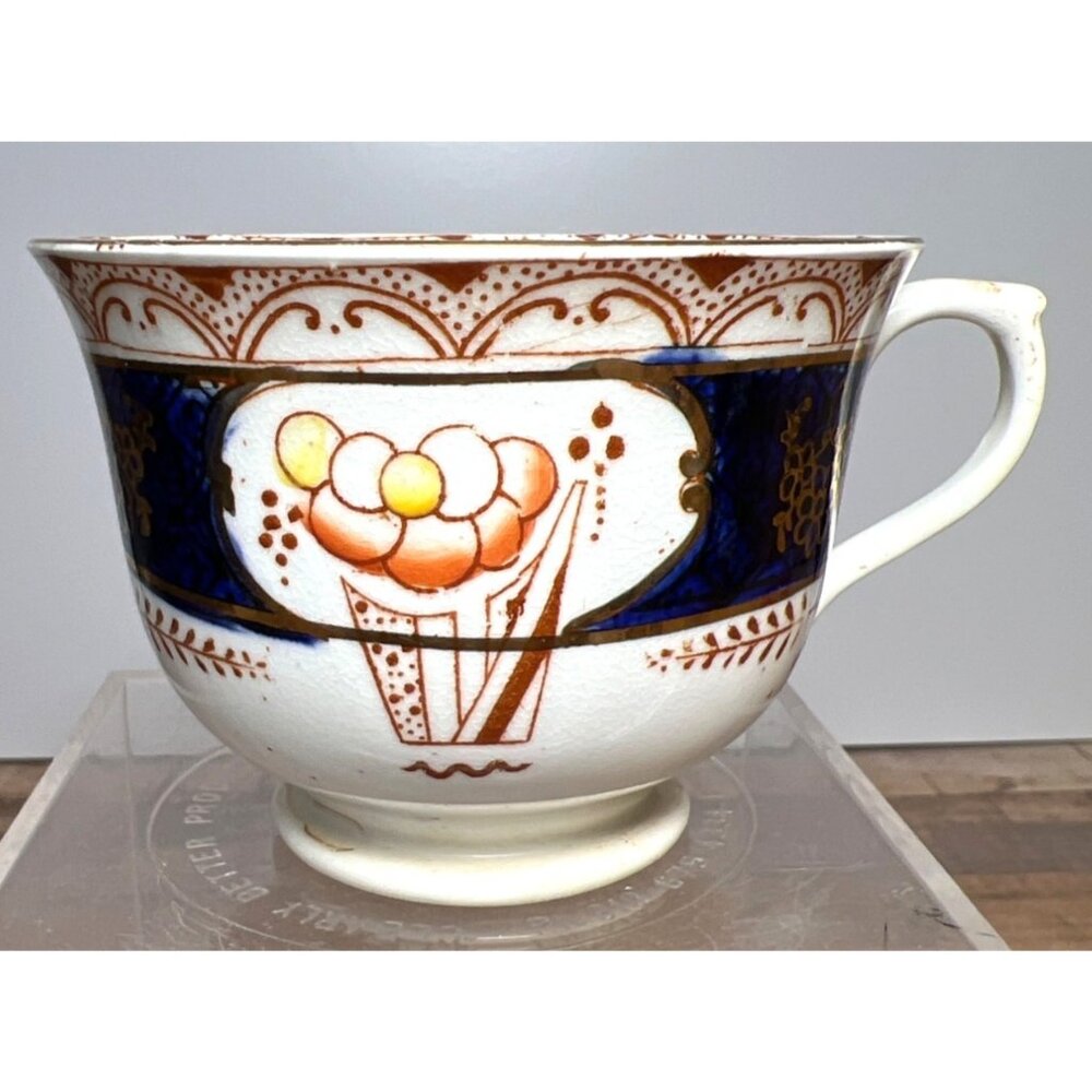 Antique Royal Vale China Tea Cup H.J.C. England No. 93703 Floral & Blue Grapevin